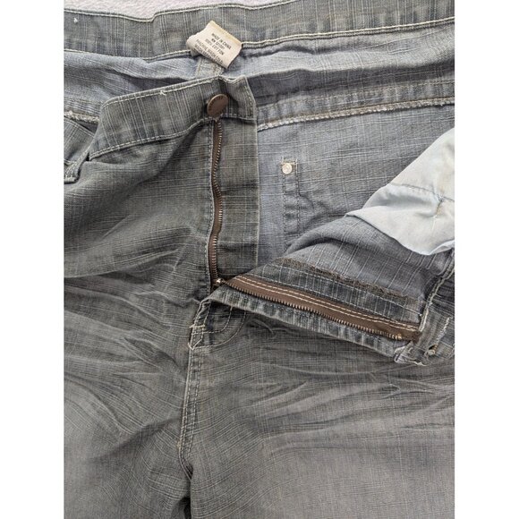 Brooklyn Xpress Denim Shorts Mens 48 Gray Distressed Embroidered Pockets Zip Fly - Picture 13 of 16